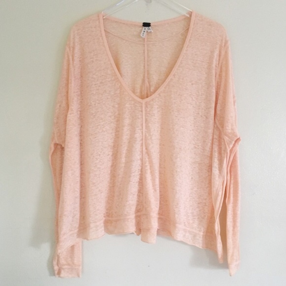 WE THE FREE Peach Oversized Tell Tale Long Sleeve
